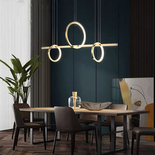 Led circle chandelier Luxury modern design lamp Restaurant Golden Nordic Minimalist creative Bar dining lighting chandelier