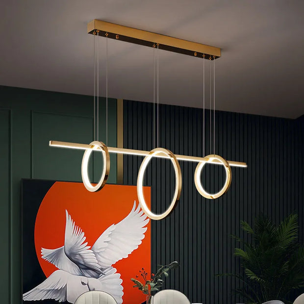 Led circle chandelier Luxury modern design lamp Restaurant Golden Nordic Minimalist creative Bar dining lighting chandelier