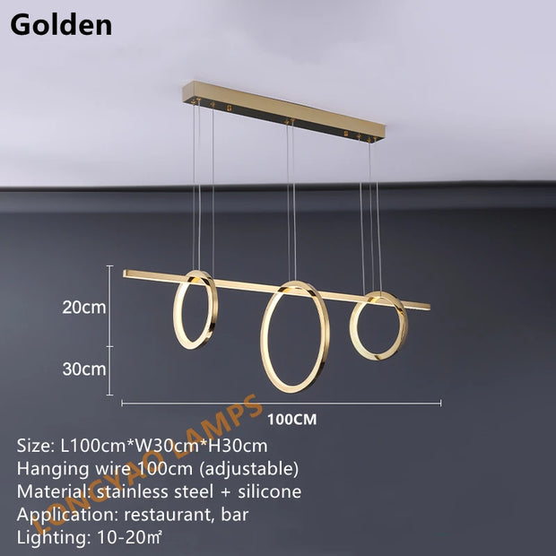 Led circle chandelier Luxury modern design lamp Restaurant Golden Nordic Minimalist creative Bar dining lighting chandelier