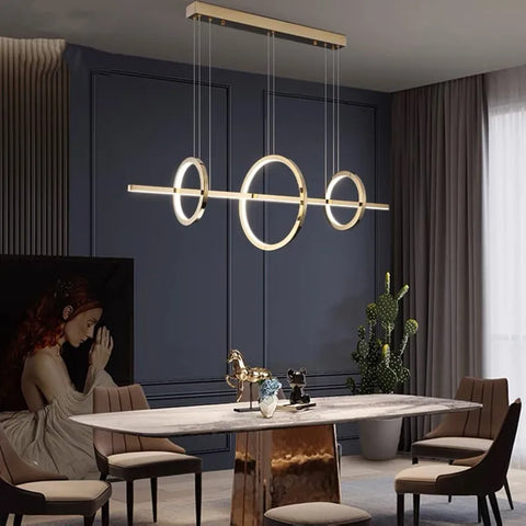 Led circle chandelier Luxury modern design lamp Restaurant Golden Nordic Minimalist creative Bar dining lighting chandelier