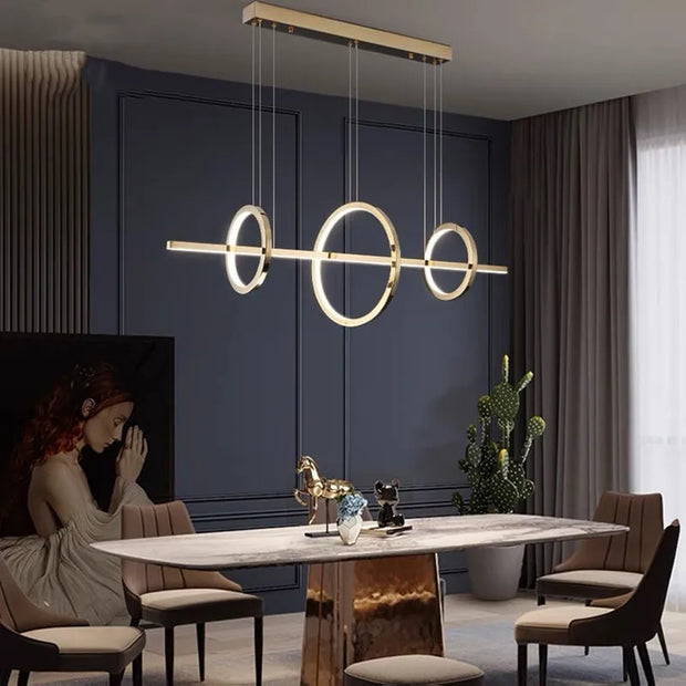 Led circle chandelier Luxury modern design lamp Restaurant Golden Nordic Minimalist creative Bar dining lighting chandelier