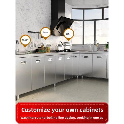 Custom Kitchen Stove, Storage Cabinet, 304 Stainless Steel Integrated, Suitable for Home Kitchens