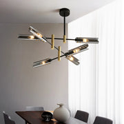 Postmodern LED glass chandelier simple atmosphere home light luxury sputnik lamp restaurant bedroom iron chandelier