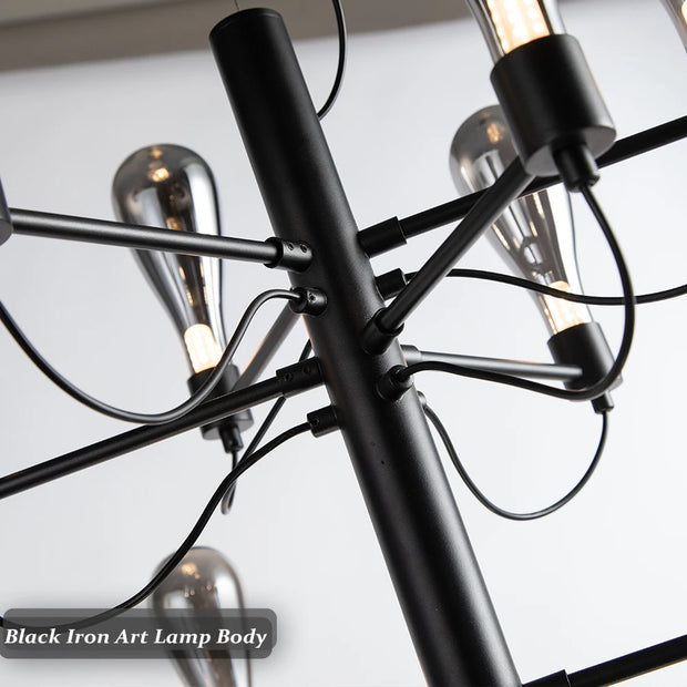 Designer Black Chandeliers 80cm 100cm Living Room Decor Moden Art Hanging Lighting Bedroom Dining Room Ceiling Suspension Lamp