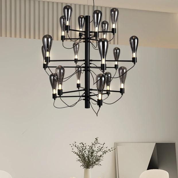 Designer Black Chandeliers 80cm 100cm Living Room Decor Moden Art Hanging Lighting Bedroom Dining Room Ceiling Suspension Lamp