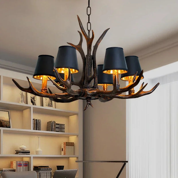 LED Chandelier Retro Antlers Table Dining Living Room Kitchen Accesories Pendant Lamp Home Decoration Interior Lighting Fixture