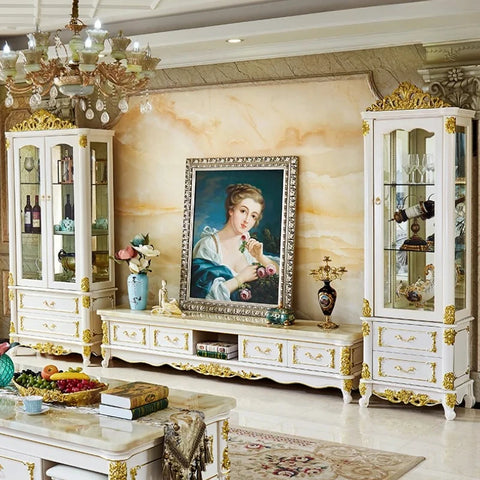 Luxury White Tv Cabinet Wood Storage Standing Modern Cabinet Entertainment Center Meuble Tv Suspendu Mural Living Room Furniture