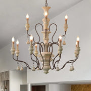 Classic France USA Solid Wood Chandeliers Lighting Living Dining Room Decor Wood  Suspension Luminaire Hanging Light Fixtures