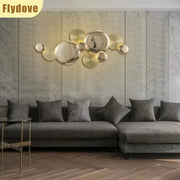 Light Luxury Living Room LED Decorative Lighting Bedside Lamp Background Wall Metal Circular Combination Hanging Wall Lamp