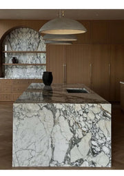 Italian Minimalist Luxury Marble Kitchen Island Dining Table - , Natural Stone Countertop for Open-Concept Kitchen & Modern Home