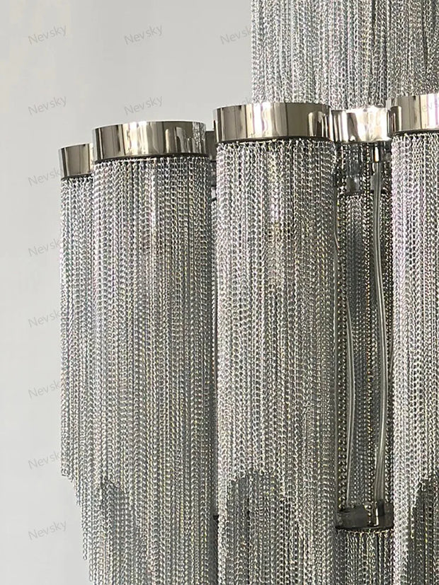 chandelier with tassels silver