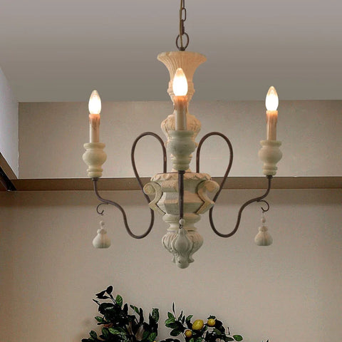 Classic France USA Solid Wood Chandeliers Lighting Living Dining Room Decor Wood  Suspension Luminaire Hanging Light Fixtures
