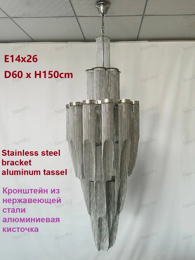 chandelier with tassels silver
