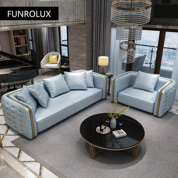 Modern Light luxury new classical sofa living room sofa European-style combination large apartment first floor leather sofa