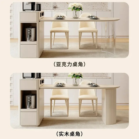 Kitchen Island with Extendable Dining Table Integrated Rolling Kitchen Storage Household with Slate Rack Cabinet for Kitchen