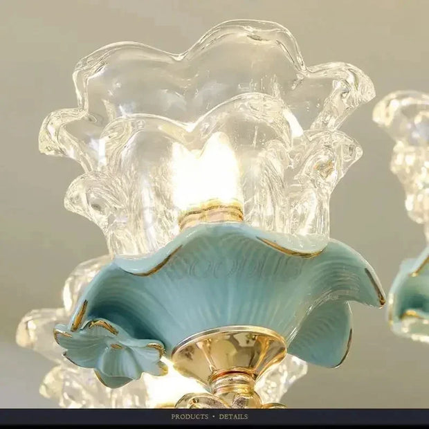 Chandelier Luxury Crystal Blue Ceramic For Living Room