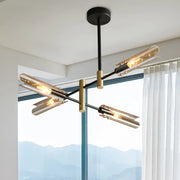 Postmodern LED glass chandelier simple atmosphere home light luxury sputnik lamp restaurant bedroom iron chandelier