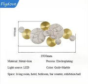 Light Luxury Living Room LED Decorative Lighting Bedside Lamp Background Wall Metal Circular Combination Hanging Wall Lamp