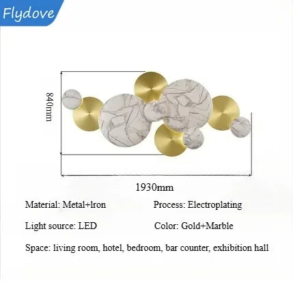 Light Luxury Living Room LED Decorative Lighting Bedside Lamp Background Wall Metal Circular Combination Hanging Wall Lamp
