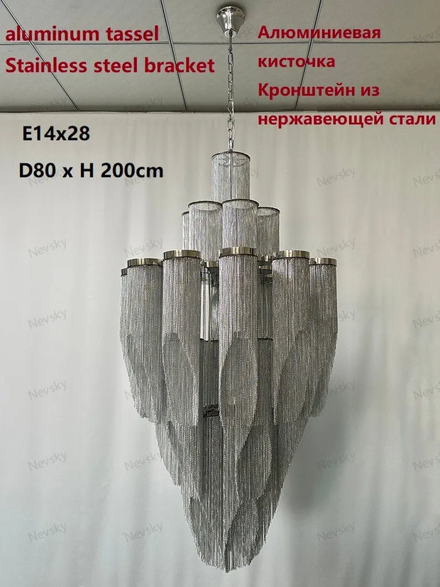 chandelier with tassels silver