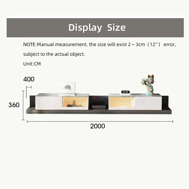 Modern Design Living Room Furniture With Turntable Wooden Drawer Storage Luxury Marble TV Stand