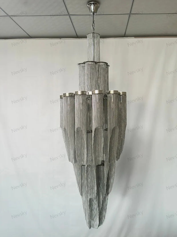 chandelier with tassels silver