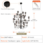 Designer Black Chandeliers 80cm 100cm Living Room Decor Moden Art Hanging Lighting Bedroom Dining Room Ceiling Suspension Lamp