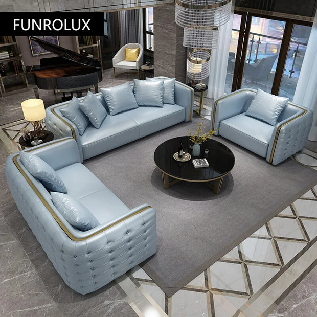 Modern Light luxury new classical sofa living room sofa European-style combination large apartment first floor leather sofa
