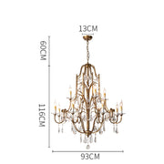Retro Gold Crystal Chandelier Light Luxury Hanging Light Fixtures Suspension LED Lustres Home Lighting