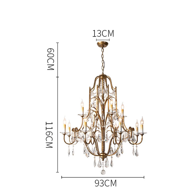 Retro Gold Crystal Chandelier Light Luxury Hanging Light Fixtures Suspension LED Lustres Home Lighting