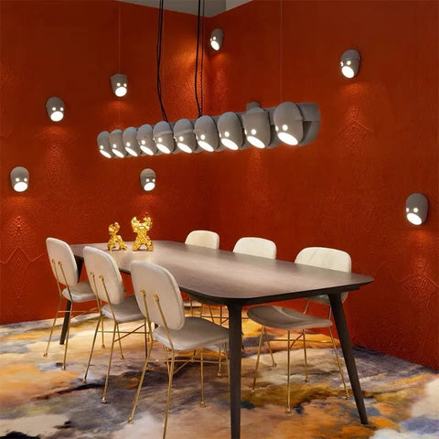 Mask LED Chandelier by Dutch Designer for Living Room Villa Dining Room Retro Personality Creative Hanging Lighting Decoration