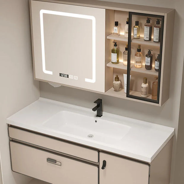 Aesthetic Luxury Solid Wood Bathroom Cabinets Ceramic Integrated Washbasin Bathroom Vanity Ergonomic Vestidores Home Furniture
