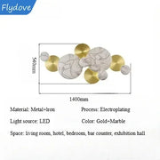 Light Luxury Living Room LED Decorative Lighting Bedside Lamp Background Wall Metal Circular Combination Hanging Wall Lamp