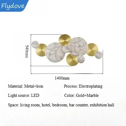 Light Luxury Living Room LED Decorative Lighting Bedside Lamp Background Wall Metal Circular Combination Hanging Wall Lamp