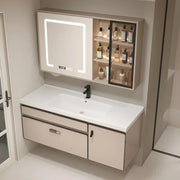 Aesthetic Luxury Solid Wood Bathroom Cabinets Ceramic Integrated Washbasin Bathroom Vanity Ergonomic Vestidores Home Furniture