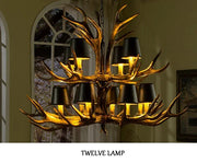 LED Chandelier Retro Antlers Table Dining Living Room Kitchen Accesories Pendant Lamp Home Decoration Interior Lighting Fixture