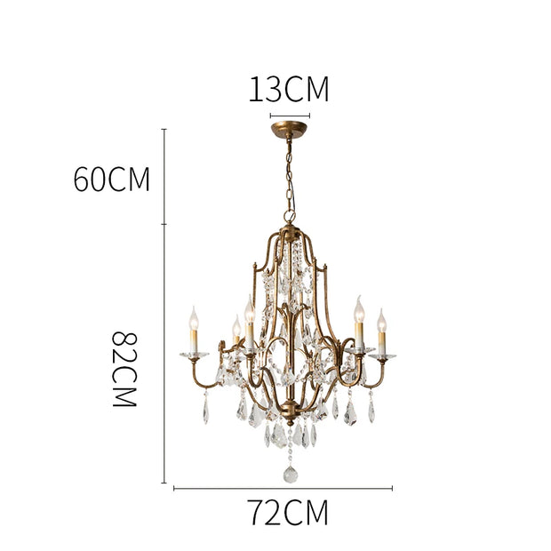 Retro Gold Crystal Chandelier Light Luxury Hanging Light Fixtures Suspension LED Lustres Home Lighting