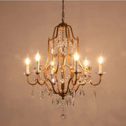 Retro Gold Crystal Chandelier Light Luxury Hanging Light Fixtures Suspension LED Lustres Home Lighting
