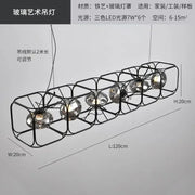 Industrial Vintage Chandelier Creative Geometric Metal Chandelier Bar Restaurant Living Room Decor LED Rectangle Hanging Lamp