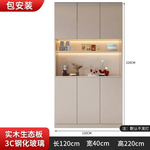Large Modern Kitchen CabinetHutch Storage Sideboards Freestanding Kitchen Pantry with Glass Doors and Drawers Sideboard Buffet