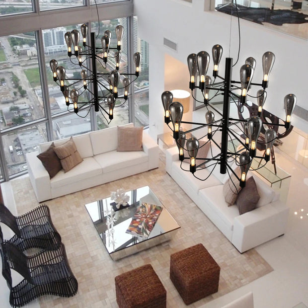 Designer Black Chandeliers 80cm 100cm Living Room Decor Moden Art Hanging Lighting Bedroom Dining Room Ceiling Suspension Lamp