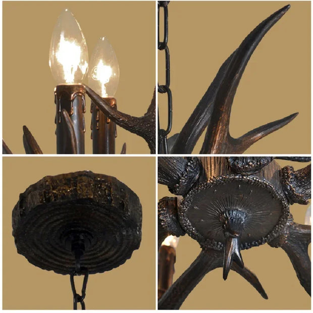 LED Chandelier Retro Antlers Table Dining Living Room Kitchen Accesories Pendant Lamp Home Decoration Interior Lighting Fixture