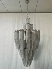 chandelier with tassels silver