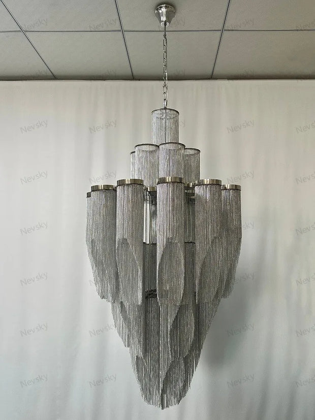 chandelier with tassels silver