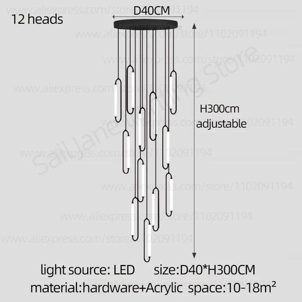 Pendant Lighting Oval Lamp Designer Villa Living Room Lighting Decoration Modern Lamp Ceiling Minimalist Staircase Chandelier