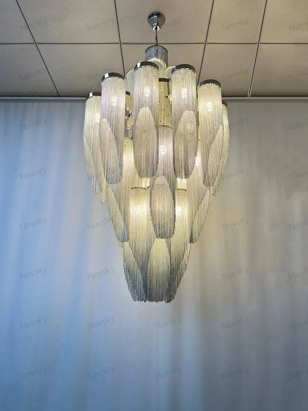 chandelier with tassels silver