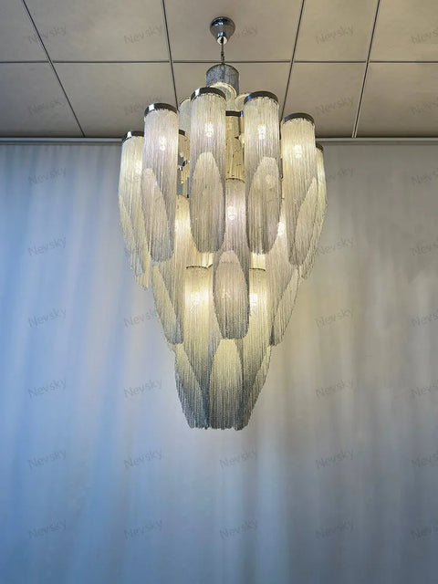 chandelier with tassels silver