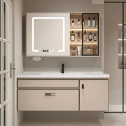 Aesthetic Luxury Solid Wood Bathroom Cabinets Ceramic Integrated Washbasin Bathroom Vanity Ergonomic Vestidores Home Furniture