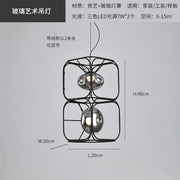 Industrial Vintage Chandelier Creative Geometric Metal Chandelier Bar Restaurant Living Room Decor LED Rectangle Hanging Lamp