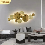 Light Luxury Living Room LED Decorative Lighting Bedside Lamp Background Wall Metal Circular Combination Hanging Wall Lamp